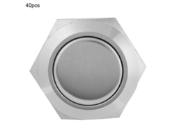 40pcs Chave De Pressão Momentânea Metálica À Prova D'água 19mm Com Cabeça Plana 2 Pinos Auto-reset