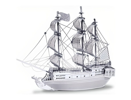 Maquete De Metal 3d Black Pearl Cadeau Maestro Unissex 14 Anos Cinza E Branco 2 Folhas De Metal
