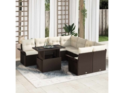 Vidaxl Conjunto De Sofá De Jardim 9 Unid. Castanho