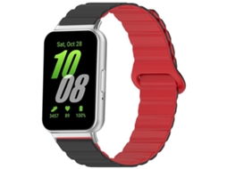 Bracelete para Samsung Galaxy Fit 3 XIAOMOYU em silicone brilhante magnético preto e vermelho