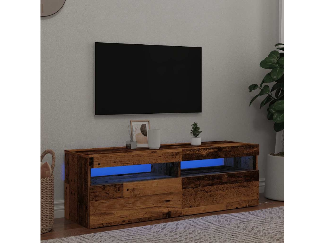 Vidaxl Móvel De Tv Com Luzes Led Derivados De Madeira Madeira Velha