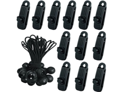 24 Pcs Clips Para Lona Com 12x Grampos E 12x Tensores De Corda Elástica,acessórios Para Camping,tendas,coberturas De Piscina,lona E Gazebos Btforus