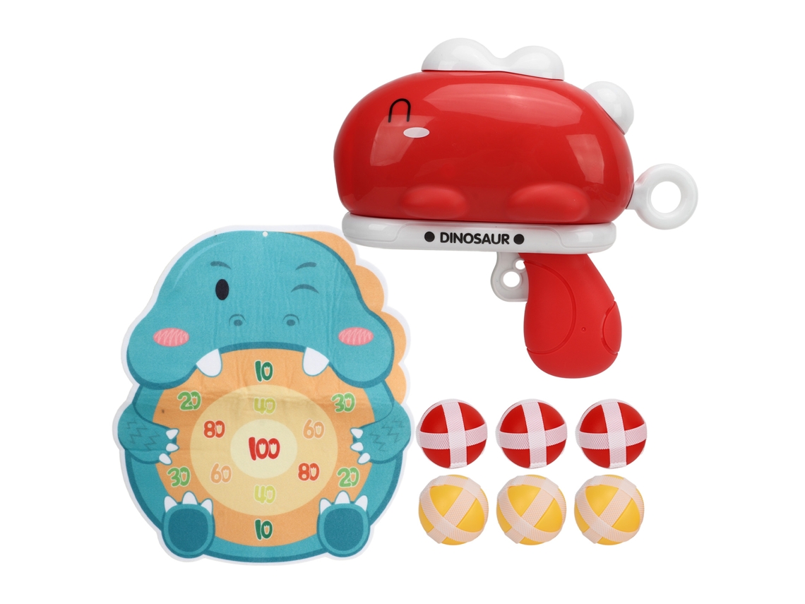 Brinquedo De Tiro Com Bolas Dinossauro Com Tábua De Dardos 6 Bolas De Pelúcia Para Crianças E Família Vermelho