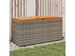 Vidaxl Caixa Arrumação Jardim 110x50x54 Cm Vime Pe/acácia Maciça Cinza