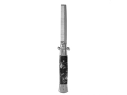 2026 peine de Pelo Plegable de Acero Inoxidable Con Resorte Navaja para Aceite, Peine de Bolsillo Estilo Switchblade (negro)