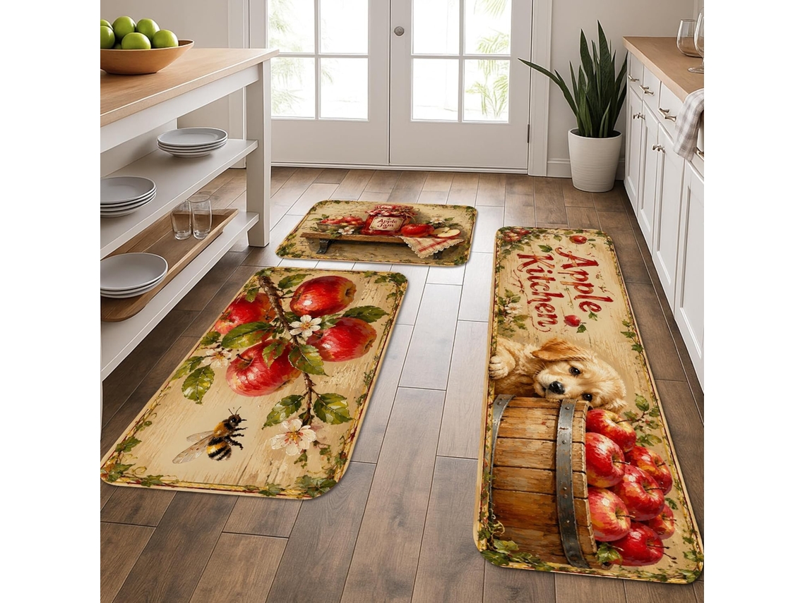 Tapetes De Cozinha Com Estampa Frutas, Estilo Clássico Rústico, Macios, Acolchoados, Confortáveis, Laváveis, Para Pias