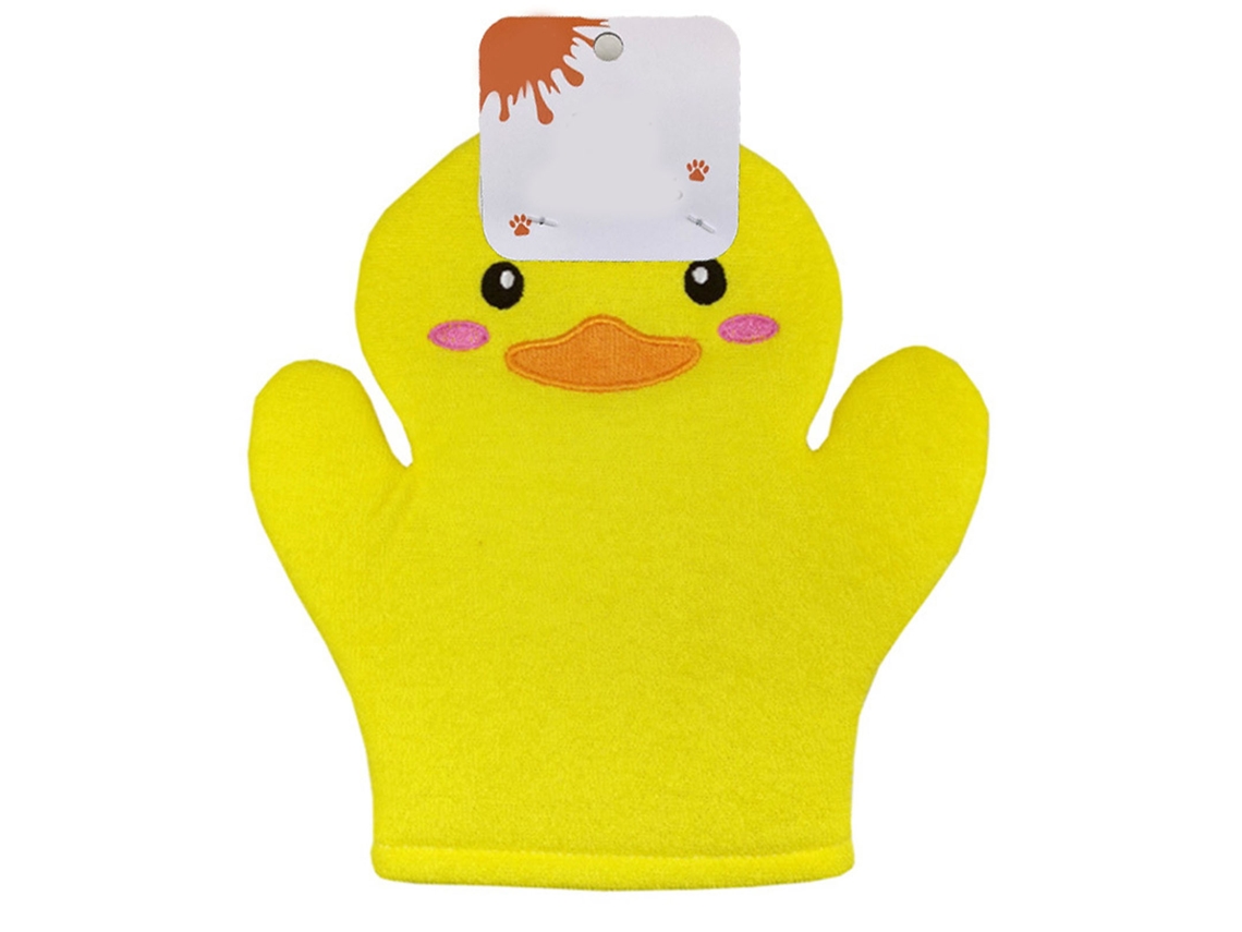 Pano esfoliante de banho com design de pato amarelo para massagem e limpeza profunda tamanho único