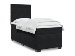 Cama Com Molas/colchão 90x190 Cm Veludo Preto