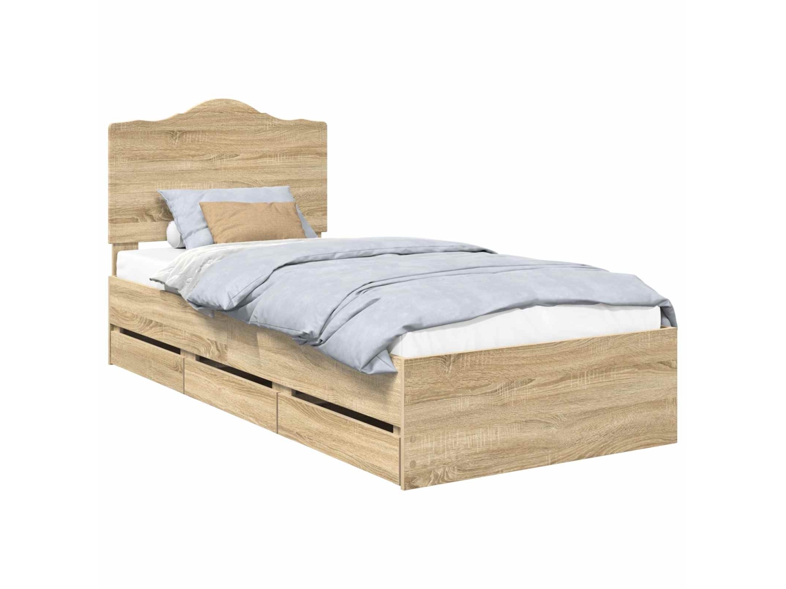 Estrutura de Cama com Gaveta MAISON EXCLUSIVE Carvalho Sonoma 75 X 190 cm