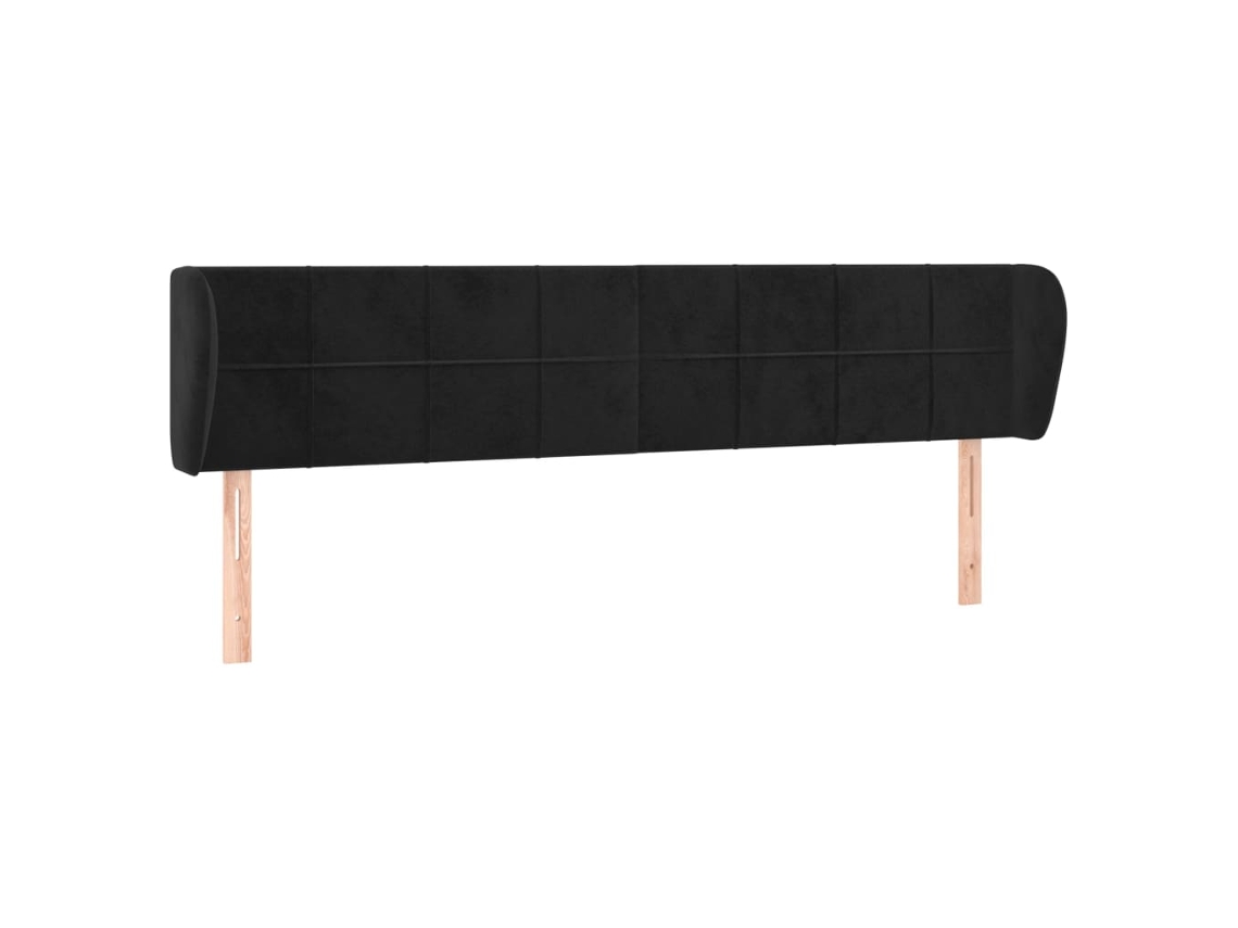 Cabeceira de Cama C/ Abas Veludo Preto MAISON EXCLUSIVE (183x23x78 cm)