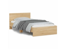 Vidaxl Estrutura Cama C/ Cabeceira/luzes Led 100x200cm Carvalho Sonoma