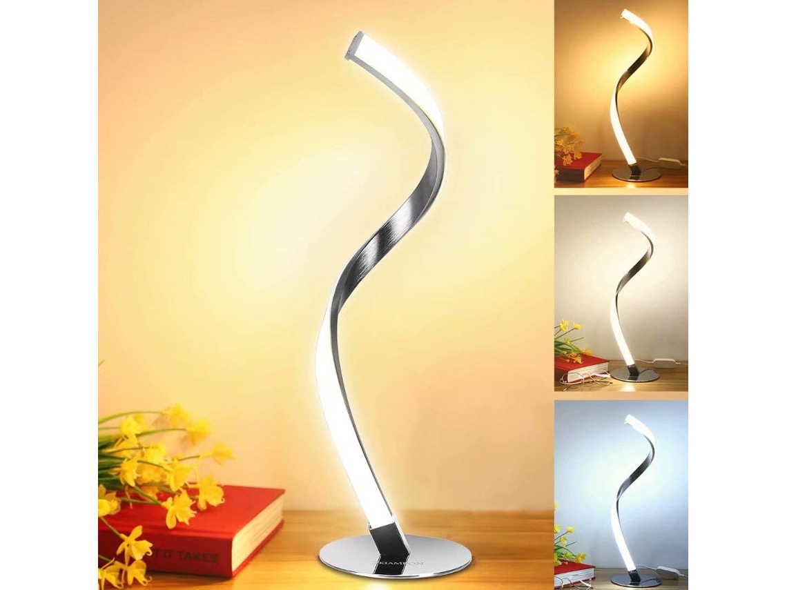 Lâmpada de Mesa Espiral Moderna 3 Cores Brilho Ajustável Prata NEVEANCE