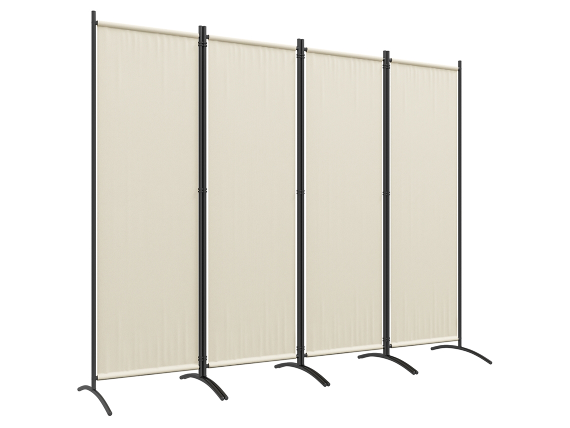 Biombo Dobrável De 4 Painéis Para Uso Interno E Externo, 221x50x172cm, Creme