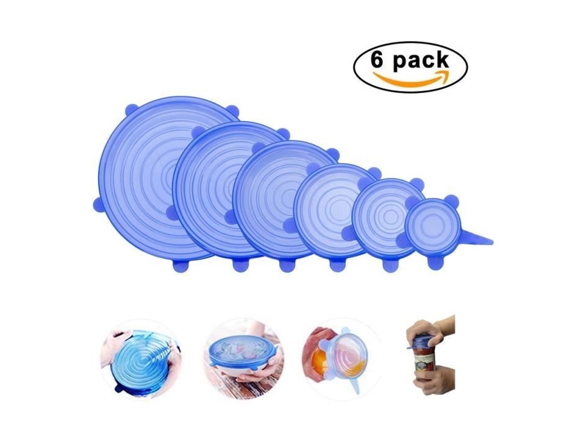 Conjunto De 6 Recipientes Para Armazenamento, Em Vidro E Silicone, Azul, Para Organização Doméstica Na Cozinha E Bancada