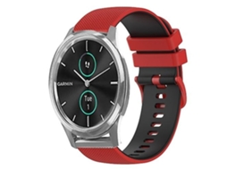 Pulseira De Relógio Lurelia Para Garmin Vivomove Luxe 20 Mm Xadrez Em Silicone Bicolor Vermelho Preto