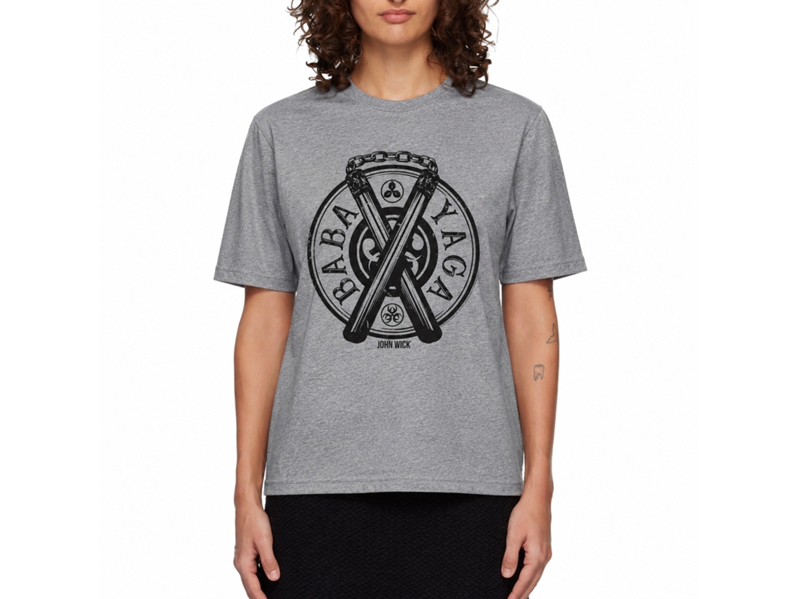 Rockinstone John Wick Baba Yaga Badge Solid Graphite Adult T-shirt Size:l