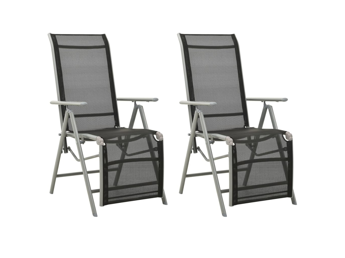 Cadeiras Jardim Reclináveis 2 Pcs Textilene E Alumínio Prateado Dkd Home Decor