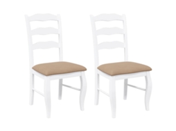Cadeiras de Jantar com Almofadões 2 peças em Madeira Maciça Branco MAISON EXCLUSIVE