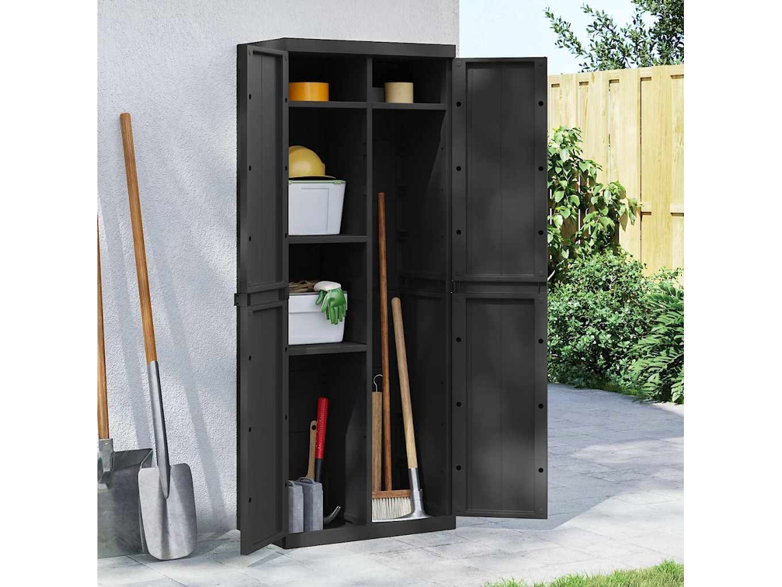 Vidaxl Móvel De Arrumação Para Exterior 65x37x165 Pp Preto