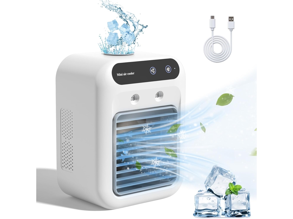 Mini Ar Condicionado Ventoinha Digitallab portátil Recarregável De 25 W Com 2 Jatos De Ar Frio, 2 Velocidades