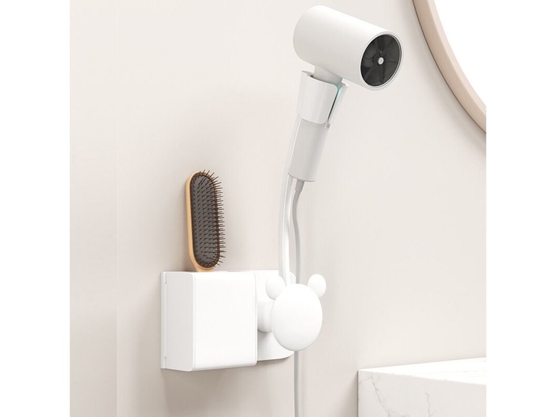 Suporte Para Secador De Cabelo, Prateleira Armazenamento Banheiro Montada Na Parede Sem Furos, Cabelo Prático, Altura E Direção Ajustáveis ​