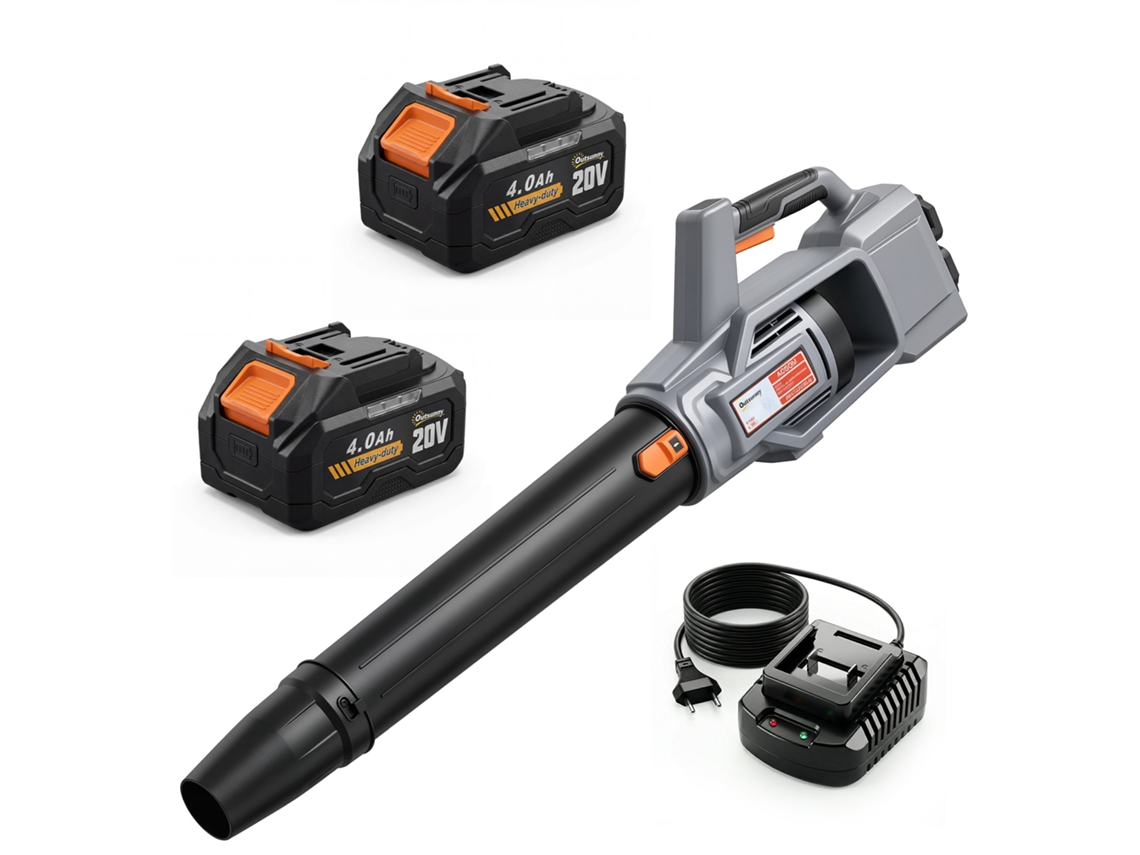 Soprador de Folhas Sem Fio 36v 2 Baterias 4.0ah, motor Sem Escovas 1000w, 3 Velocidades cinza claro BTFORUS