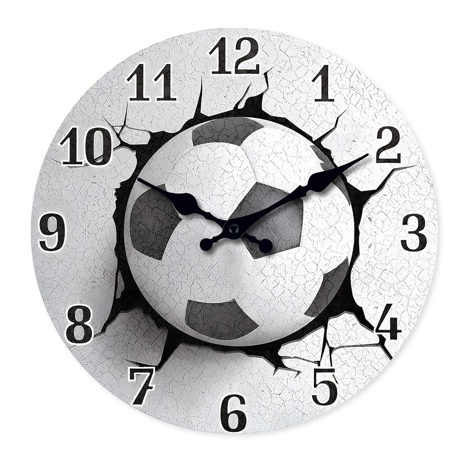Relógio De Parede De Madeira Com Estampa De Futebol (30 Cm), Criativo E Exclusivo, Com Mecanismo De Quartzo Silencioso.