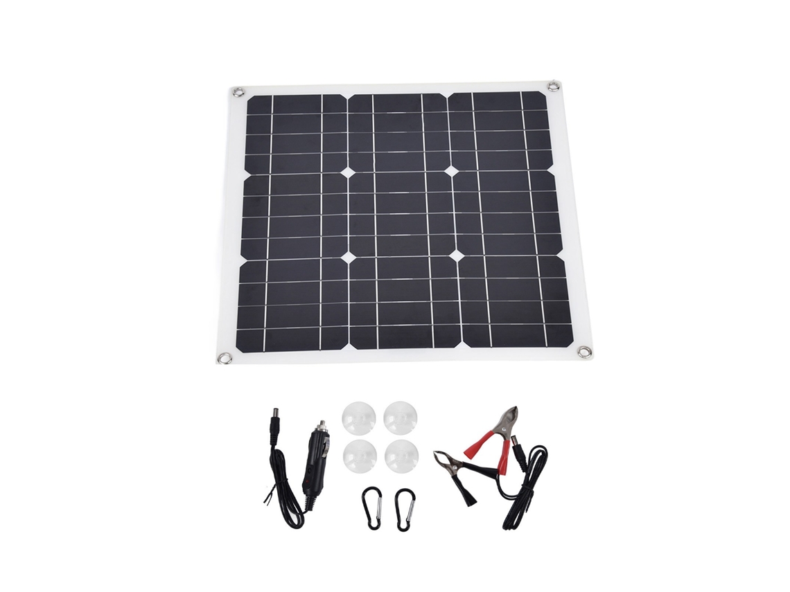 Um Kit De Painel Solar De Silício Monocristalino De 30w, Que É Portátil E Adequado Para Uso Ao Ar Livre.