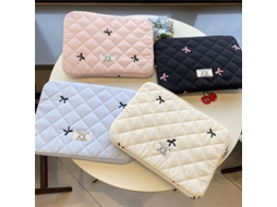 Lurelia Capa Para Portátil Nrhombic Checkered Bow De 11/13/15 Polegadas, Branca