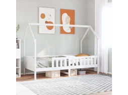 Cama Infantil Formato Casa 80x200 Cm Pinho Maciço Branco