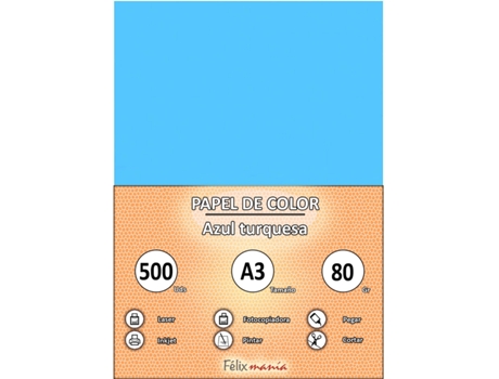 Papel 80Gr A3 Turquesa 500 Folhas
