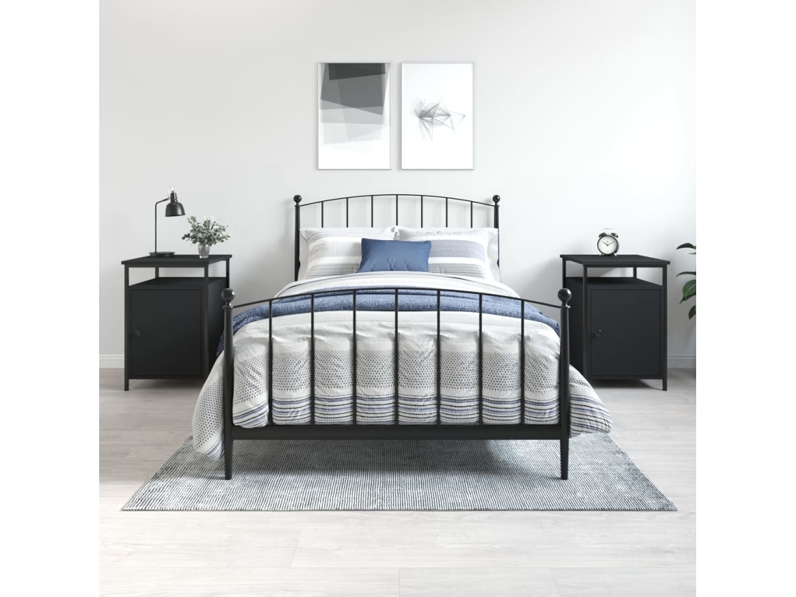 Vidaxl Mesas De Cabeceira 2 Pcs 40x42x60 Cm Derivados De Madeira Preto