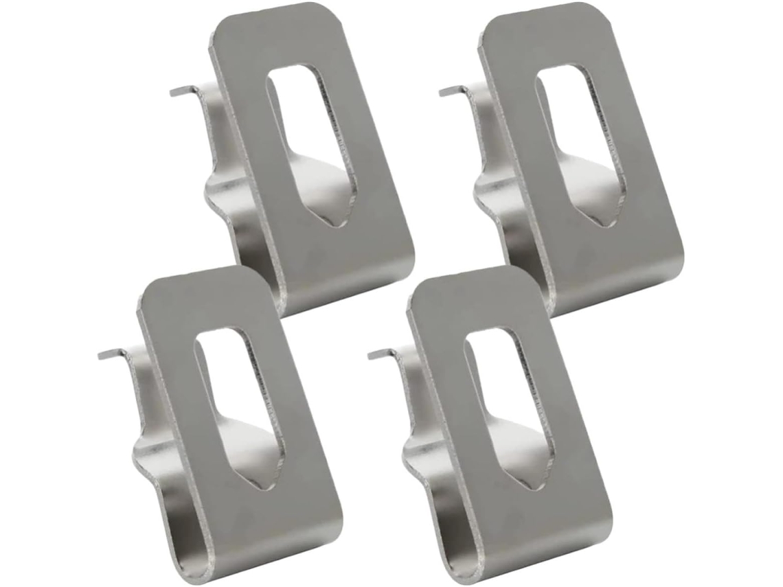 Gancho de cinto ajustável em aço inoxidável, Prateado, conjunto de 4 peças, para transporte de ferramentas elétricas.