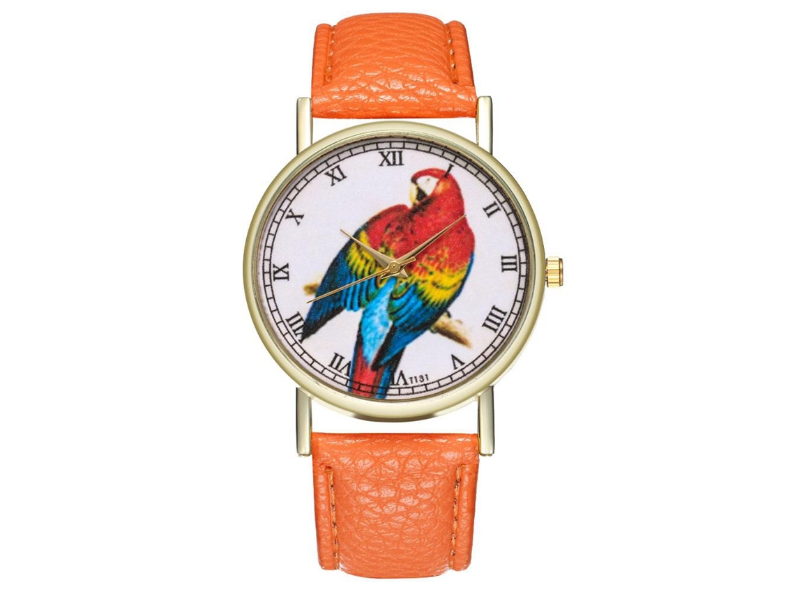 Reloj De Cuero Artificial Zhoulianfa Unisex Moda Reloj De Pulsera Cuarzo Naranja