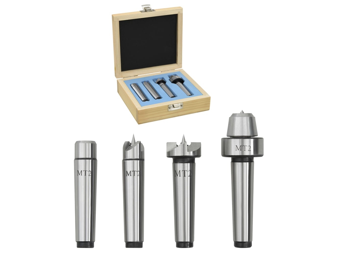 vidaXL Pontos de torno para madeira 4 pcs MT2 aço