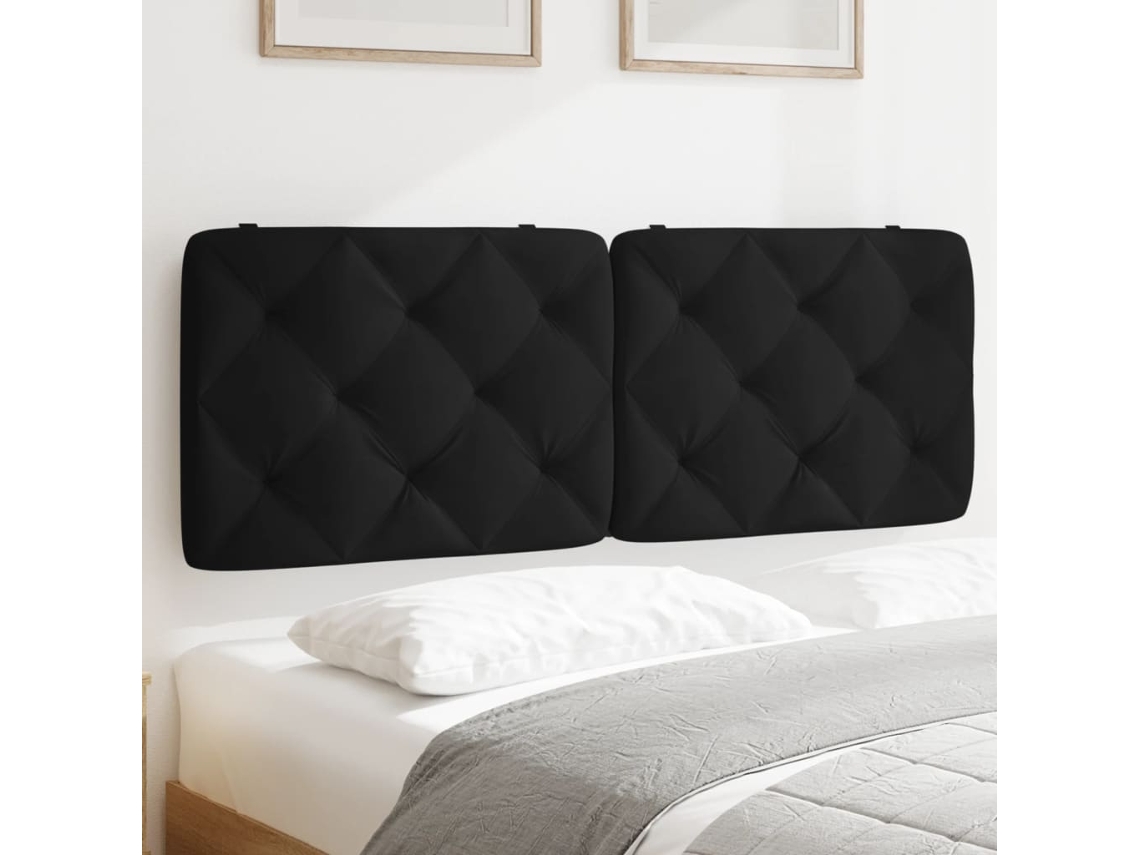 Vidaxl Almofadão De Cabeceira 140 Cm Veludo Preto