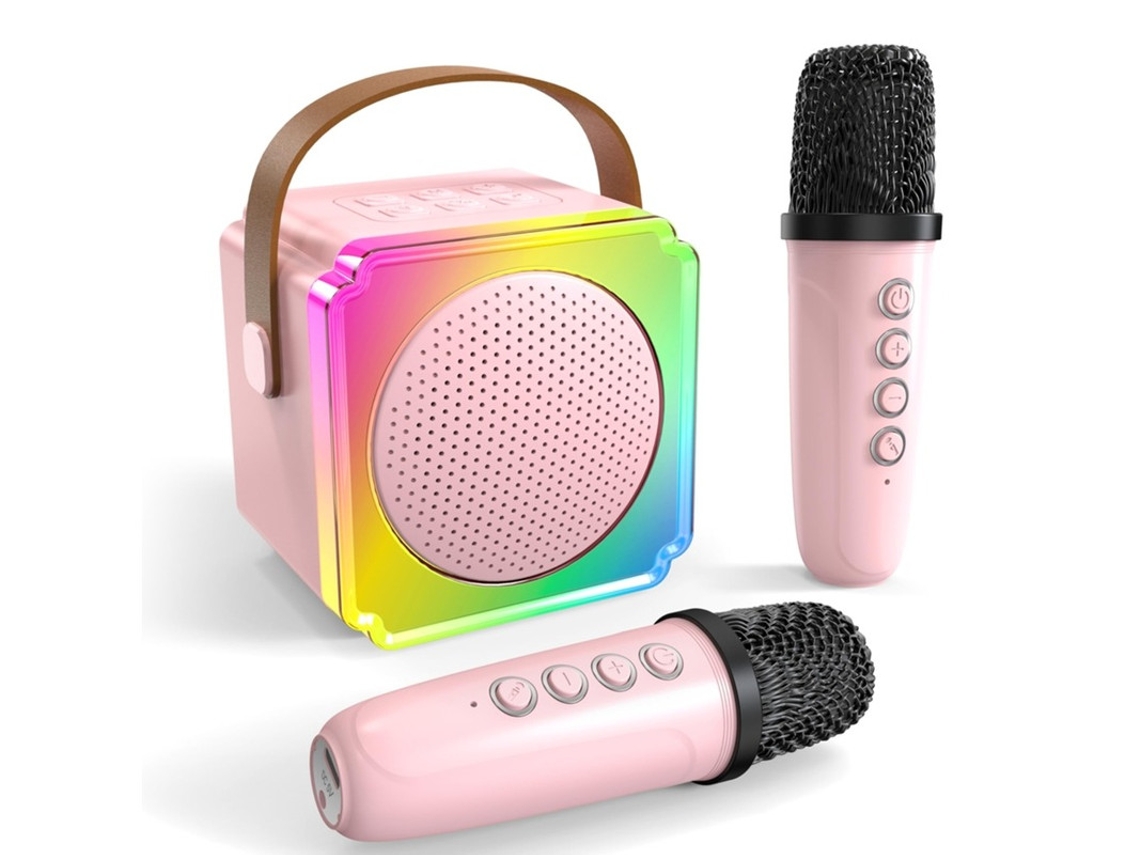 Mini Máquina De Karaokê Para Crianças Máquina De Karaokê Portátil Com 2 Microfones Wilreless E Luzes Musicais Para Festa Em Casa Presentes Yizhood