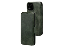 Capa Inch Para Iphone 13 Pro Max Pele Sintética Anti-choque Anti-riscos Com Porta-cartões Verde