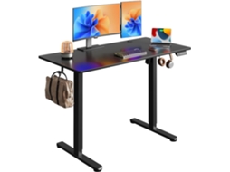 Secretária De Altura Regulável Devaise 120×60 Cm, Tampo Monobloco, Motor Silencioso Com 3 Memórias, Secretária Sentado-em-pé Ergonómica, Preta