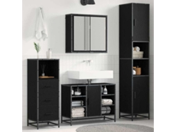 Vidaxl Conjunto De Móveis Para Banheiro Com Porta 3 Pcs Carvalho Preto