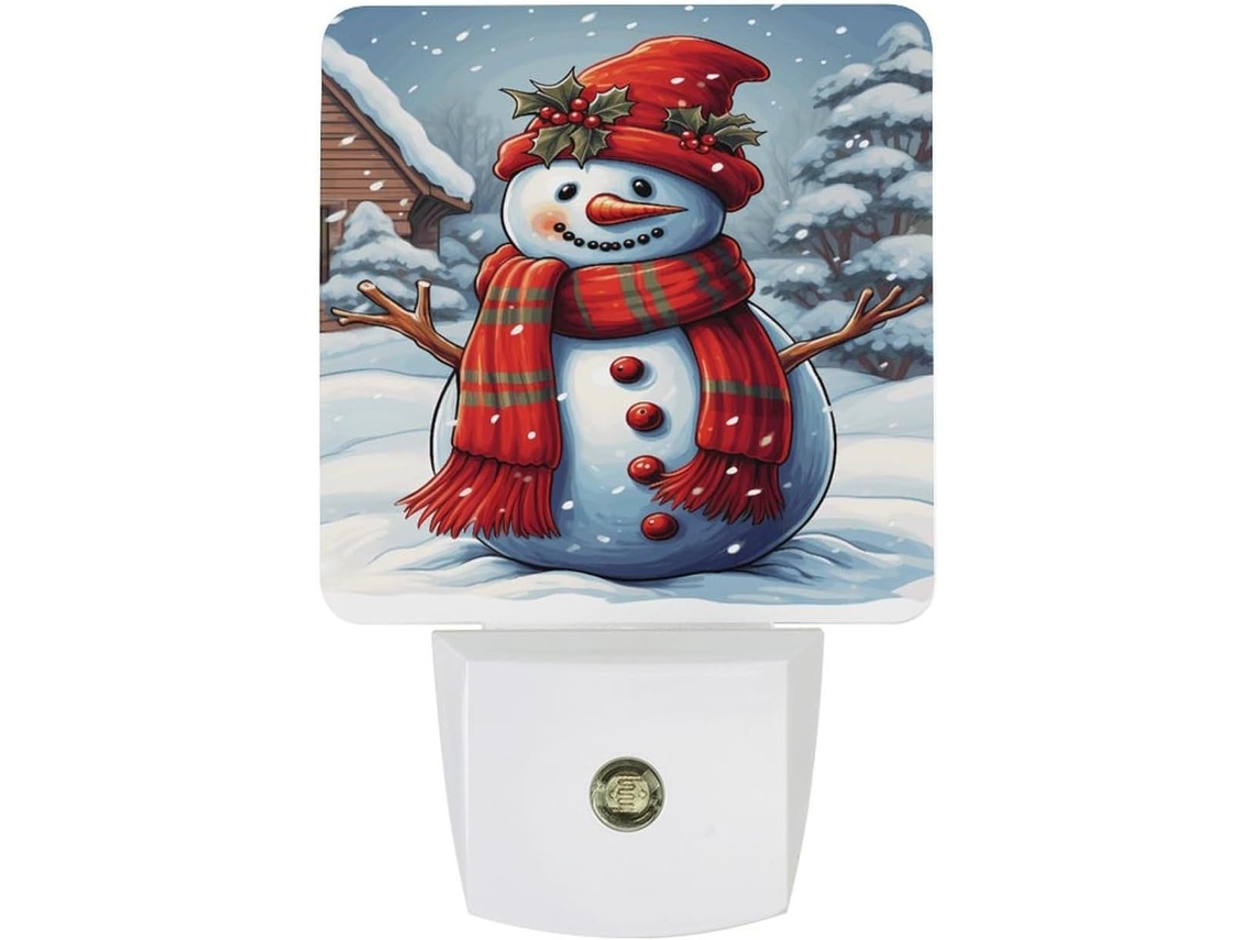 Luminária Noturna Com Estampa De Boneco Neve Vermelho, Luminária Noturna Decorativa, Luminária Noturna Viagem