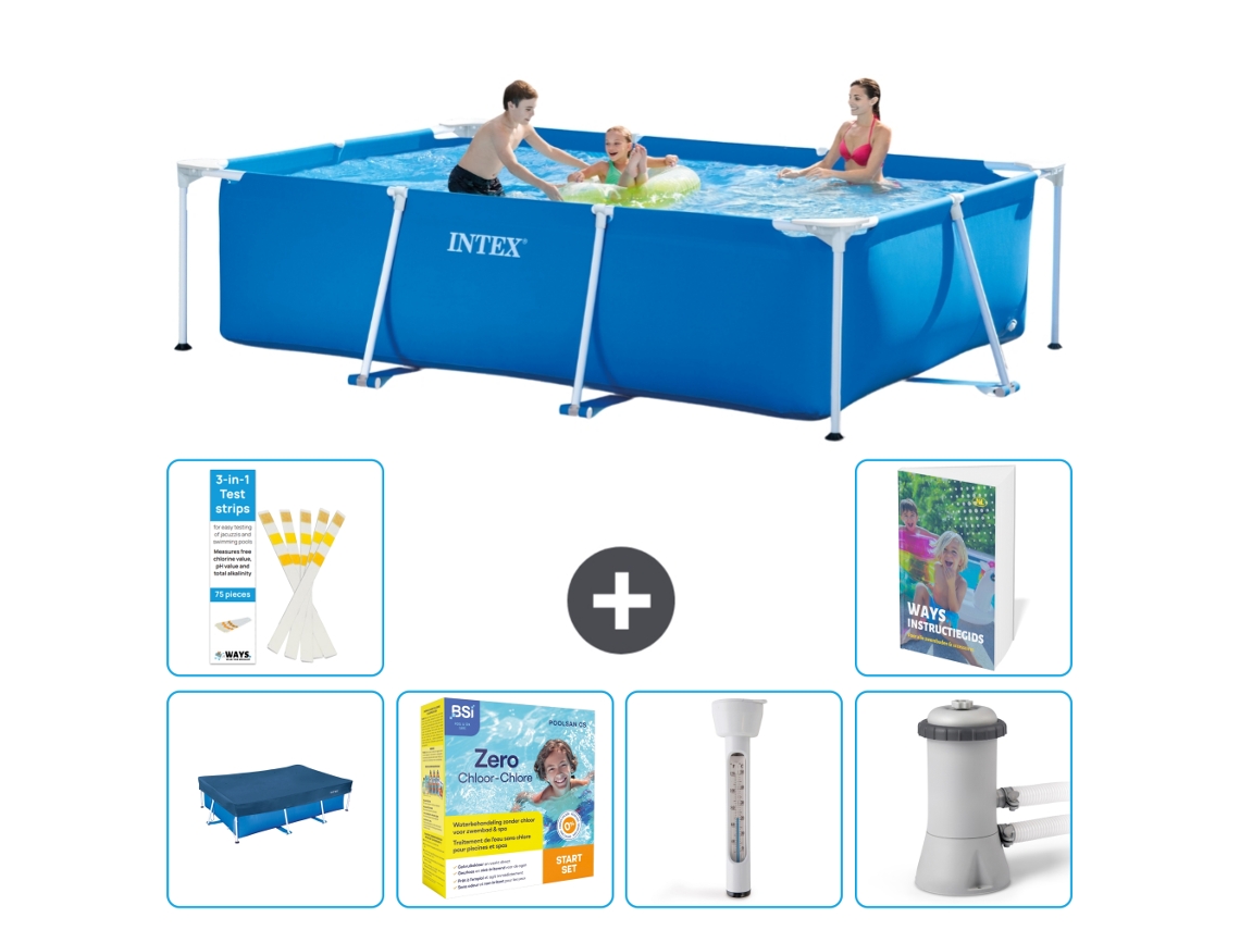 Piscina com Estrutura Retangular 300x200x75 Cm 5 peças S18 INTEX