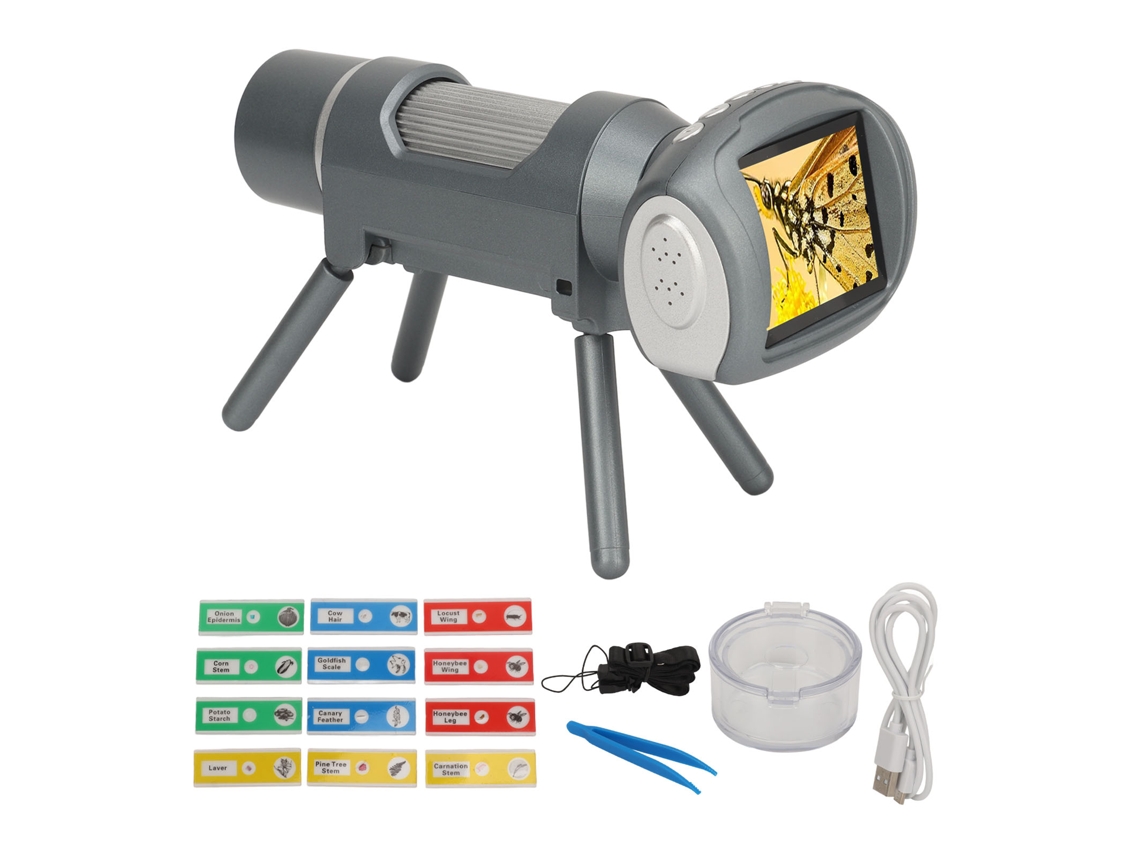 Laxiscreed Microscópio Digital Para Crianças Com Iluminação Led E Aumento Ajustável De 50x A 300x
