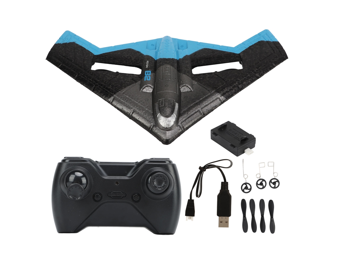 Brinquedo de Planador RC Luz Led Voo Estável 3 Baterias Azul S/MARCA