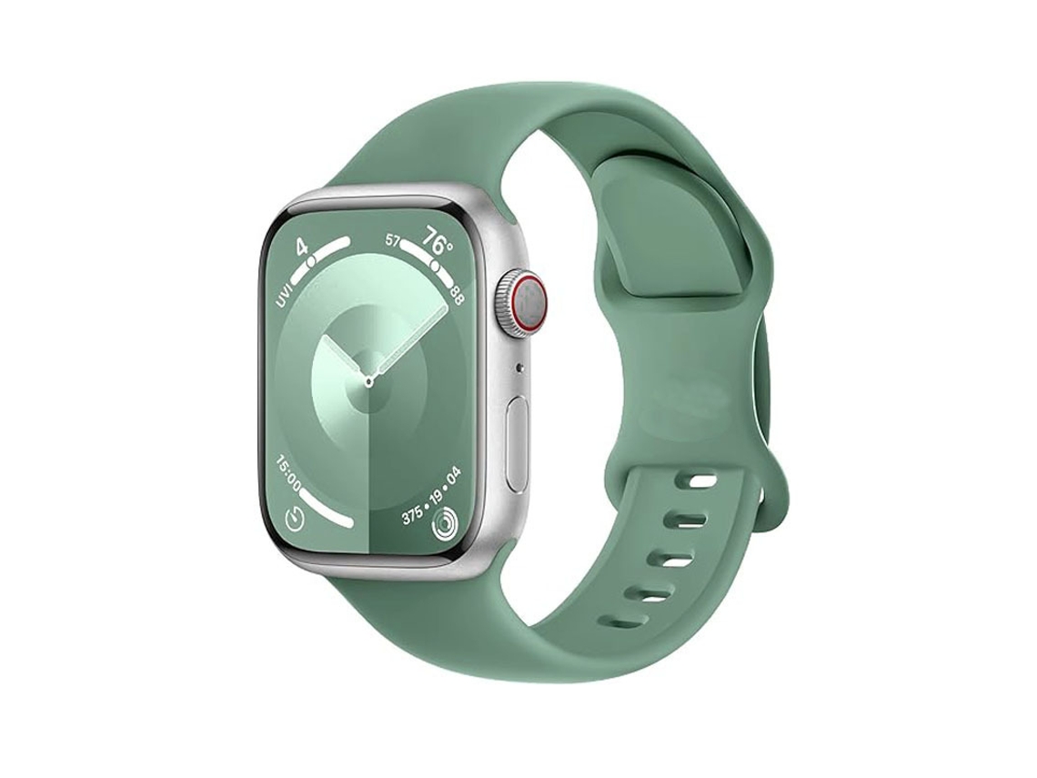 Pulseira de Silicone Halinuia para Apple Watch S1 11/ultra 1 3/se1 2 , Fecho em Formato de Oito, Design Esportivo Respirável,verde Cacto (42 49 Mm)