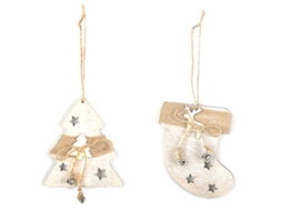Enfeite de Natal ZMDECQNA Pendurados Decorações Madeira Castanho (11x10x2cm)