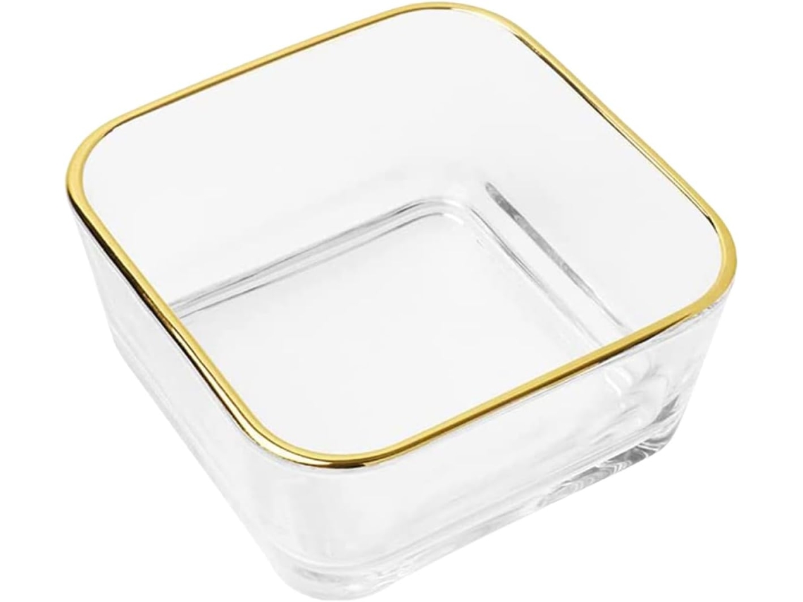 Organizador de Clips de Papel de Mesa Ultechnovo, Dispensador de Vidro Versátil com Detalhes Dourados, Acessório Funcional