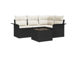 Conjunto 5 Móveis De Jardim Vidaxl Preto Vime Pe (187,5 X 132,5 X 69 Cm)