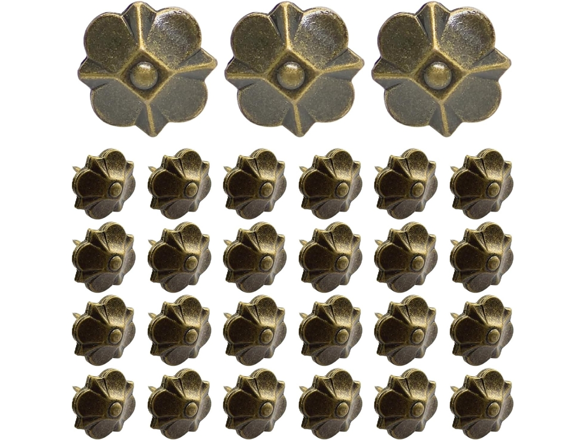 Ganazono Conjunto de 30 Tachas Metálicas Antigas em Formato Trevo para Decoração Móveis, Estofados de Sofás, Camas e