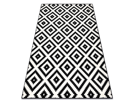 Tapete BCF MORAD Ruta Diamantes, Geométrico - Preto/Creme (80 x 150 cm)